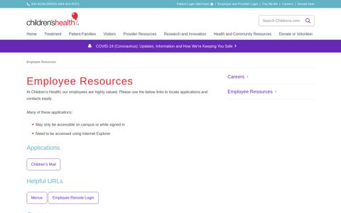 Employee Resources - Children's Health