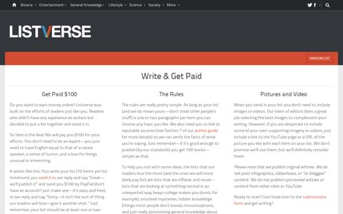 Write & Get Paid - Listverse