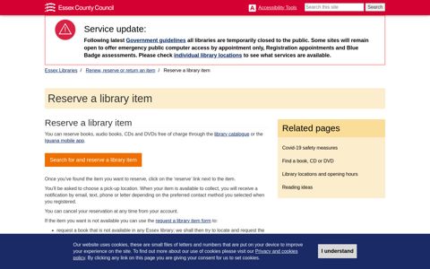Reserve a library item - Essex Libraries - Essex County Council