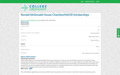 Ronald McDonald House Charities/HACER Scholarships ...