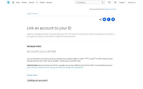 Link an Account to Your ID - Wireless Support - AT&T
