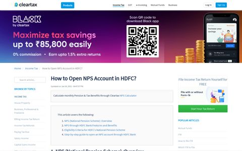 How to open NPS account in HDFC? - ClearTax