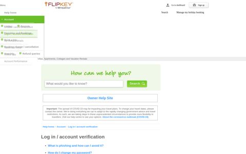 Log in / account verification - Flipkey