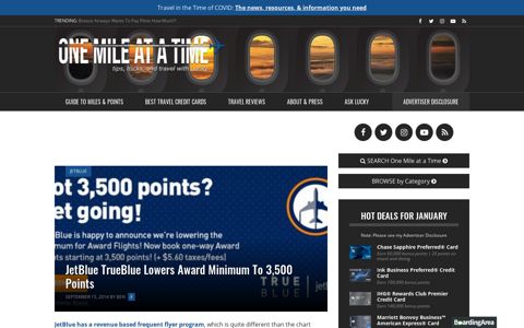 JetBlue TrueBlue Lowers Award Minimum To 3,500 Points ...