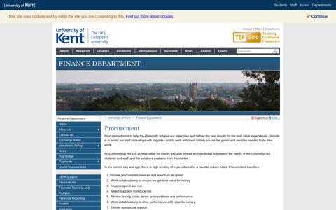 Procurement - Finance Department - University of Kent