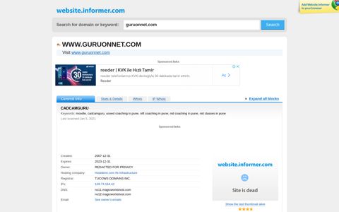 guruonnet.com at WI. CADCAMGURU - Website Informer