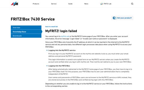 MyFRITZ! login failed | FRITZ!Box 7430 | AVM International