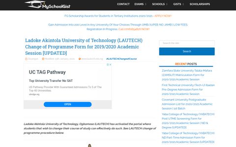 LAUTECH Change of Programme/Transfer Form is Out 2019 ...