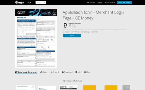 Application form - Merchant Login Page - GE Money