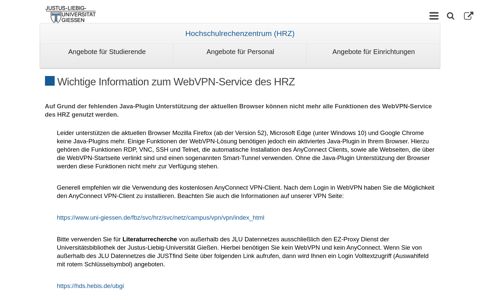 Wichtige Information zum WebVPN-Service des HRZ ...