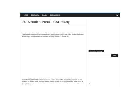 FUTA Student Portal - futa.edu.ng - GH Students