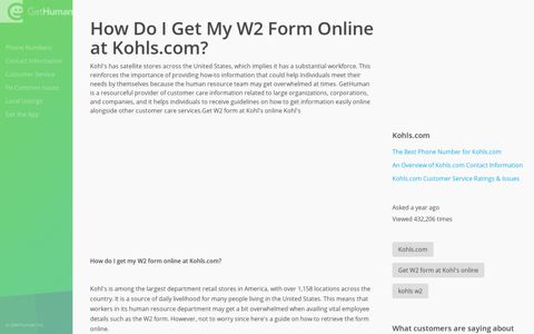 How Do I Get My W2 Form Online at Kohls.com? - GetHuman