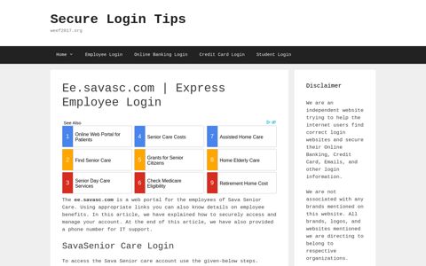 Ee.savasc.com | Express Employee Login - Secure Login Tips