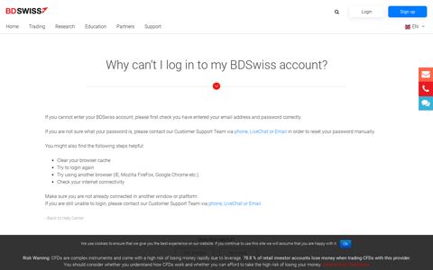Why can't I log in to my BDSwiss account? | BDSwiss EU