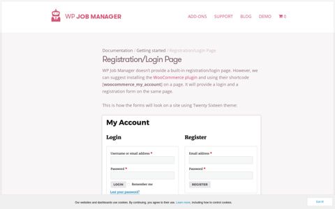 Registration/Login Page – WP Job Manager