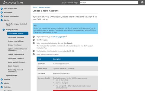 Create a New Account - Cengage Platform Help