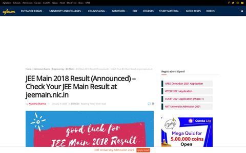 JEE Main 2018 Result (Announced) - Check Your JEE Main ...