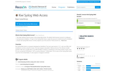 Kiwi Syslog Web Access by SolarWinds - Should I Remove It?