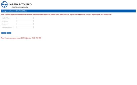 Crisp Password Portal - Larsen & Toubro