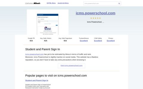 Icms.powerschool.com website. Student and Parent Sign In.