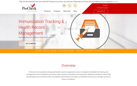 Immunization Tracking | PreCheck