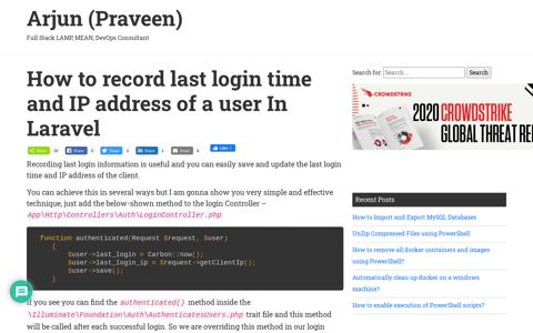 How to record last login time and IP address of a user In Laravel