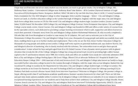 city and islington college login