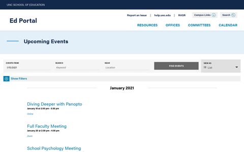 Upcoming Events - Ed Portal