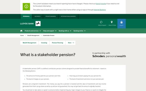 What is a stakeholder pension? | Lloyds Bank