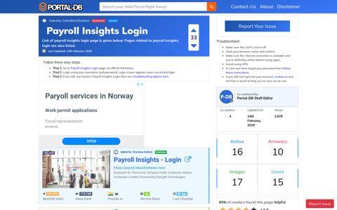 Payroll Insights Login - Portal-DB.live