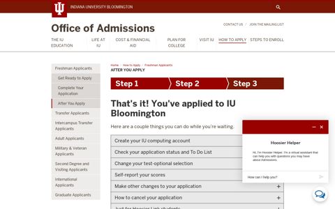After You Apply - Office of Admissions - Indiana University ...
