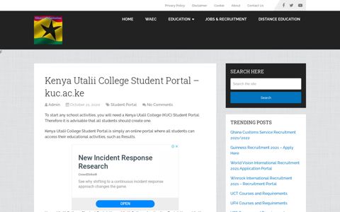 Kenya Utalii College Student Portal - kuc.ac.ke - Ghana ...