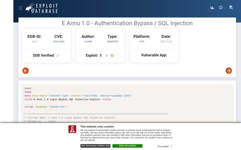 E Annu 1.0 - Authentication Bypass / SQL Injection - Exploit ...