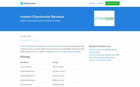 Instant Checkmate Reviews, Ratings, Pricing, and FAQs