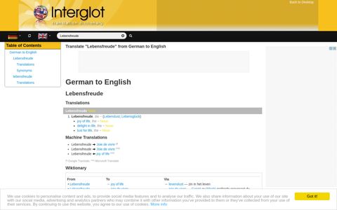 Translate "Lebensfreude" from German to English - Interglot ...