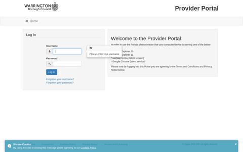 Provider Portal - Log In