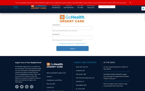 User account | GoHealth Urgent Care