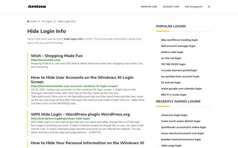 Hide Login Info ❤️ One Click Access - iLoveLogin