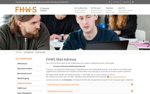 E-Mail einrichten :: FHWS - IT Service Center - Hochschule für ...