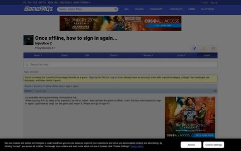 Once offline, how to sign in again... - Injustice 2 - GameFAQs