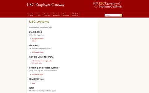 USC systems | USC Employee Gateway | USC