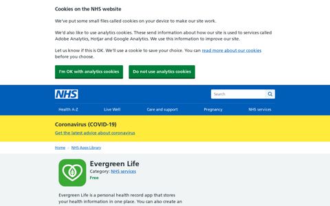 Evergreen Life app - NHS