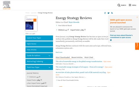 Energy Strategy Reviews - Journal - Elsevier