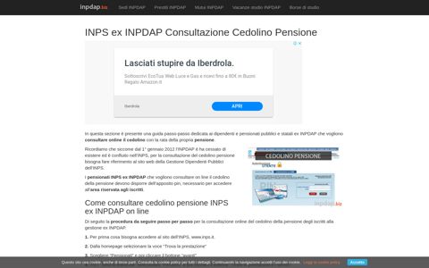 INPS ex INPDAP Consultazione Cedolino Pensione On Line