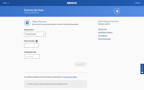 Express Services - Online Service Center | GEICO