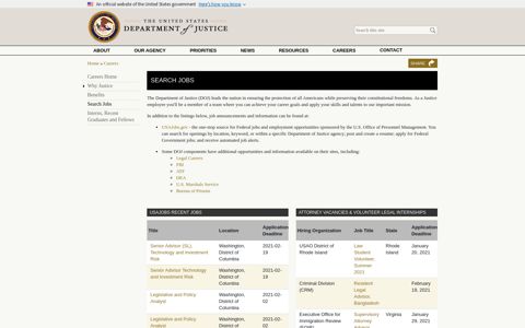 Search Jobs | CAREERS | Department of Justice
