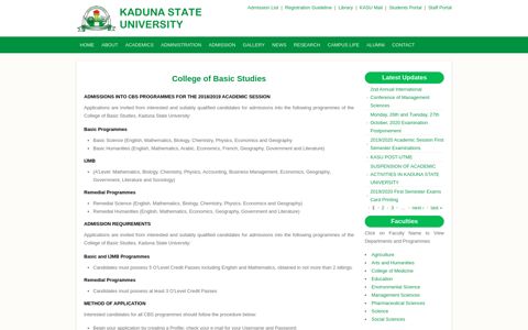 College of Basic Studies | Kaduna State University