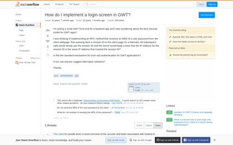 How do I implement a login-screen in GWT? - Stack Overflow