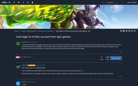 Cant login to Hi-Rez account from epic games | Paladins Forums