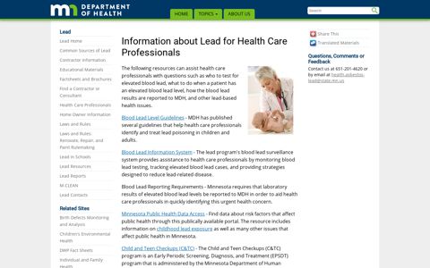 Lead Poisoning Prevention - Health Care Professionals - EH ...